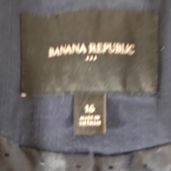 Banana Republic Size 16 Blue Cotton Linen Blend Double Breasted Blazer Jacket - Picture 3 of 9